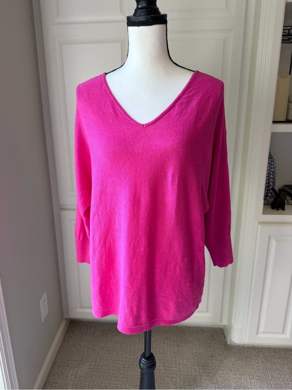 J. Jill Hot Pink V-Neck Sweater